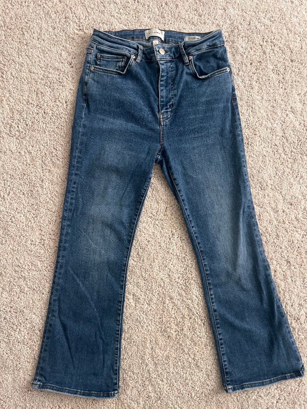FRAME Le Crop Mini Boot Jeans Mermaid High Rise Stretch Bootcut Size 29